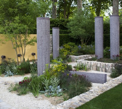 Cleve West, Landscape Design, Garden Designer, Award Winning, Daily Telegraph Garden, Best In Show, 2011, Gold Medal, Lesbotta, Chelsea Flower Show, 2011, drystone walls, gravel garden, concrete columns, Libya